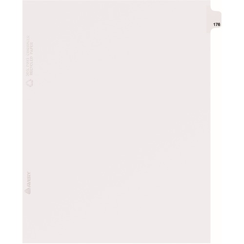 Avery® Side Tab Individual Legal Dividers - 25 x Divider(s) - Side Tab(s) - 176 - 1 Tab(s)/Set - 8.5" Divider Width x 11" Divider Length - Letter - 8.50" Width x 11" Length - White Paper Divider - 20% Recycled - 1