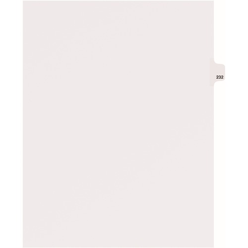 Avery® Side Tab Individual Legal Dividers - 25 x Divider(s) - Side Tab(s) - 232 - 1 Tab(s)/Set - 8.5" Divider Width x 11" Divider Length - Letter - 8.50" Width x 11" Length - White Paper Divider - 20% Recycled - 1