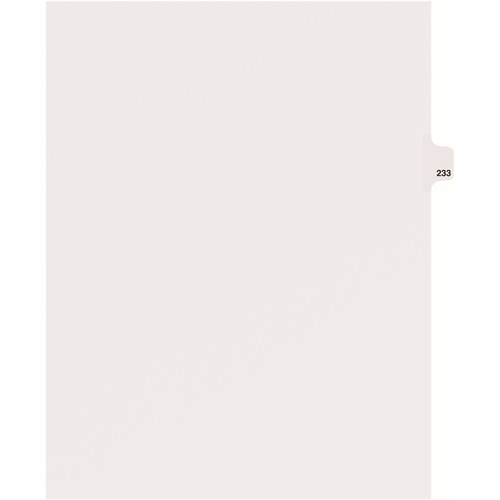 Avery® Side Tab Individual Legal Dividers - 25 x Divider(s) - Side Tab(s) - 233 - 1 Tab(s)/Set - 8.5" Divider Width x 11" Divider Length - Letter - 8.50" Width x 11" Length - White Paper Divider - 20% Recycled - 1