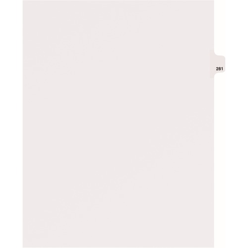 Avery® Side Tab Individual Legal Dividers - 25 x Divider(s) - Side Tab(s) - 281 - 1 Tab(s)/Set - 8.5" Divider Width x 11" Divider Length - Letter - 8.50" Width x 11" Length - White Paper Divider - 20% Recycled - 1