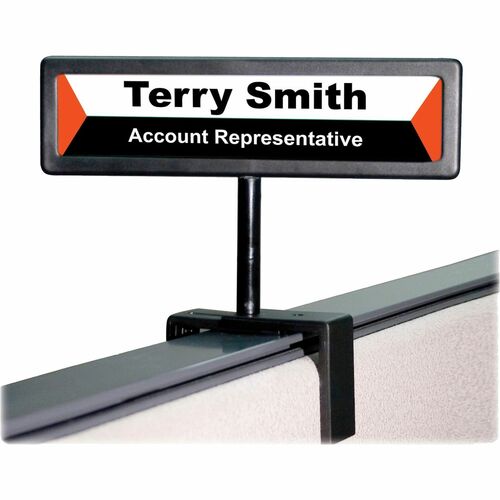 Advantus People Pointer Cubicle Sign - 1 Each - 9" Width x 2.5" Height x 0.6" Depth - Cubicle-mountable - Black