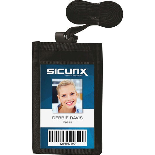 SICURIX Carrying Case (Pouch) for Business Card - Vertical - Nylon - 3" Height x 4" Width - Black