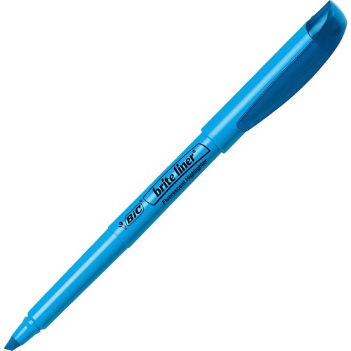 BIC Brite Liner Highlighters - Chisel Marker Point Style - Blue Water Based Ink - 1 Dozen