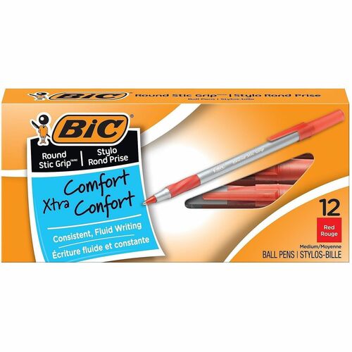 BIC Round Stic Grip Xtra Life Ball Pens – Medium Point (1.2mm), Black, 36-Pack