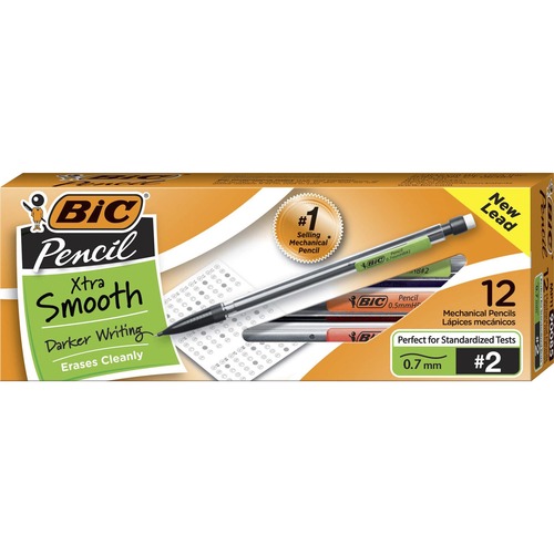 BIC Refillable Mechanical Pencils - 0.7 mm Lead Diameter - Refillable - Clear Barrel - 12 / Dozen