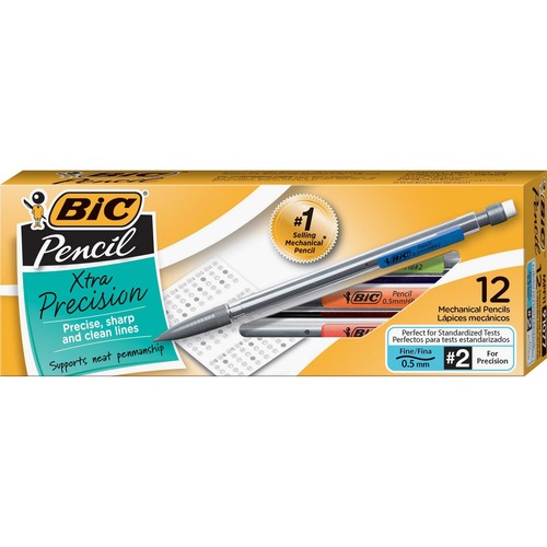BIC Refillable Mechanical Pencils - 0.5 mm Lead Diameter - Refillable - Clear Barrel - 1 Dozen