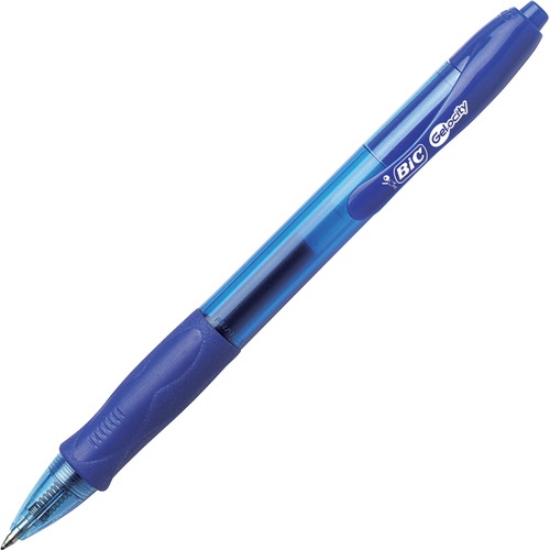 BIC Gel Retractable Pens - Medium Pen Point - 0.7 mm Pen Point Size - Conical Pen Point Style - Refillable - Retractable - Blue Gel-based Ink - Translucent Barrel - 1 Dozen