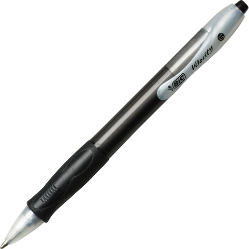 BIC Retractable Ballpoint Pens - Medium Pen Point - 1 mm Pen Point Size - Conical Pen Point Style - Refillable - Retractable - Black - Transparent Black Barrel - 1 Dozen
