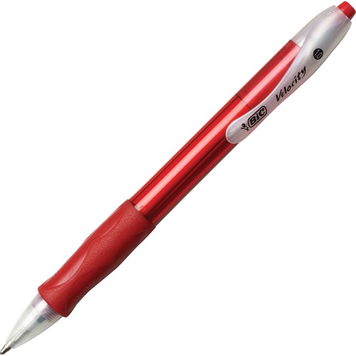 BIC Retractable Ballpoint Pens - Medium Pen Point - 1 mm Pen Point Size - Conical Pen Point Style - Refillable - Retractable - Red - Translucent Red Barrel - 1 Dozen