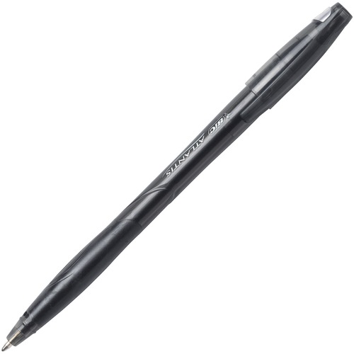 BIC Atlantis Stic Ballpoint Pens - Regular Pen Point - 1 mm Pen Point Size - Black - Clear Barrel - Nickel Tip - 1 Each