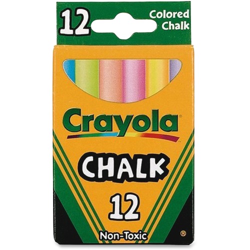 Crayola Colored Chalk - 3.3" Length - 0.4" Diameter - Assorted - 12 / Box - Non-toxic