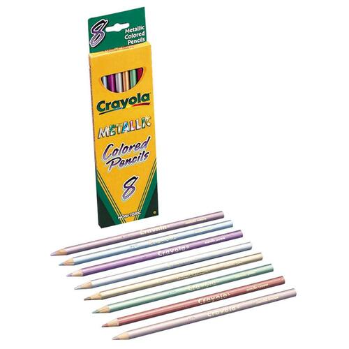 Crayola Metallic Color Pencils - 3.3 mm Lead Diameter - Copper, Mauve, Green, Bronze, Blue, Silver, Purple, Metallic Gold Lead - Metallic Gold, Mauve, Copper, Bronze, Silver, Purple, Green, Blue Barrel - 8 / Set