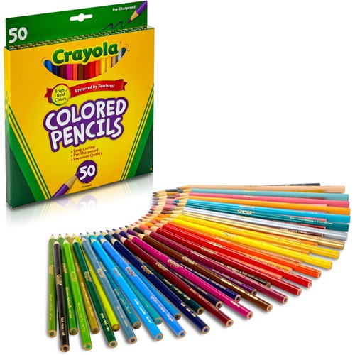 Crayola Presharpened Colored Pencils - 3.3 mm Lead Diameter - Assorted Lead - Wood Barrel - 50 / Set