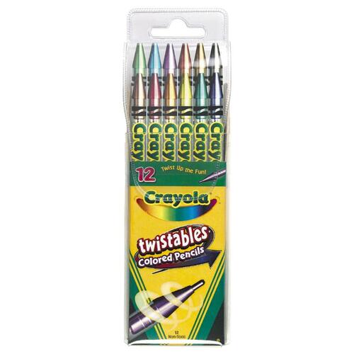 Crayola Twistables Colored Pencil - Assorted Lead - Clear Barrel - 12 / Set
