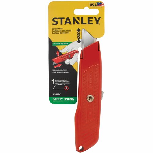 Stanley Self-retracting Utility Knife - 1 x Blade(s) - 5.63" Handle - Straight Cutting - 0.8" Height - Red