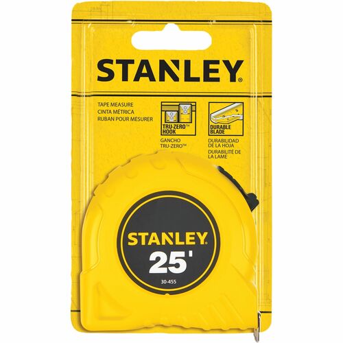 Stanley Tape Rule - 25 ft Length 1" Width - 1/16 Graduations - Imperial Measuring System - Plastic - 1 Each - Yellow