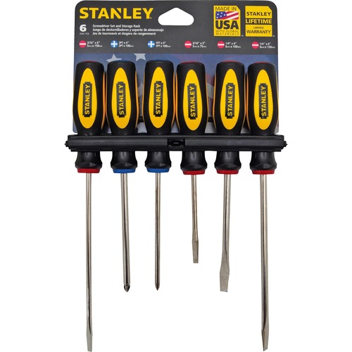 Stanley-Bostitch 6 Piece Standard Fluted Screwdriver Set - Steel - Slip Resistant, Ergonomic Handle - 6 / Set