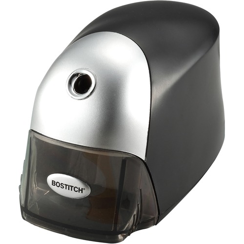 Bostitch QuietSharp Exec Electric Pencil Sharpener - Desktop - 1 Hole(s) - 4.3" Height x 3.5" Width x 7.5" Depth - Black, Silver - 1 Each