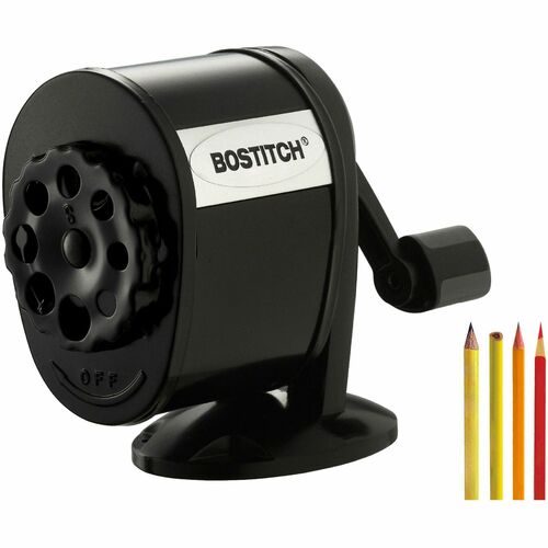 Bostitch Antimicrobial Manual Pencil Sharpener - Wall Mountable, Table Mountable - 8 Hole(s) - Metal - Black - 1 Each