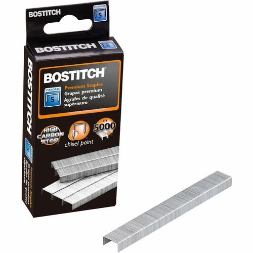 Bostitch 1/4" Standard Premium Staples - 210 Per Strip - Standard - 1/4" Leg - 1/2" Crown - Holds 20 Sheet(s) - for Paper - Chisel Point, Galvanized - Silver - High Carbon Steel - 0.9" Height x 2.3" Width4.1" Length - 5000 / Box