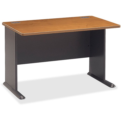 Bush Business Furniture Series A 48W Desk - 29.9" Height x 47.5" Width x 26.9" Depth x 1" Thickness - Material: Hardwood, Melamine, Pressboard, Engineered Wood - Finish: Medium Cherry, Natural Cherry, Slate Gray, Thermofused Laminate (TFL) - Scratch Resis