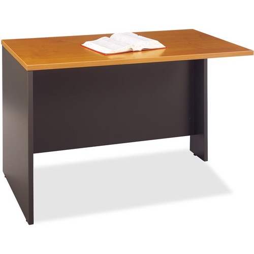 Bush Business Furniture Series C48W Return Bridge in Natural Cherry - 29.8" Height x 47.7" Width x 23.3" Depth x 1" Thickness - Material: Melamine, Pressboard - Finish: Graphite, Natural Cherry - Scratch Resistant, Stain Resistant, Grommet, Abrasion Resis