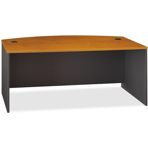 Bush Business Furniture Series C72W Bowfront Desk Shell in Natural Cherry - 29.4" Height x 71" Width x 38" Depth x 1" Thickness - Material: Melamine - Finish: Graphite, Graphite Gray, Medium Cherry - Scratch Resistant, Stain Resistant, Abrasion Resistant,