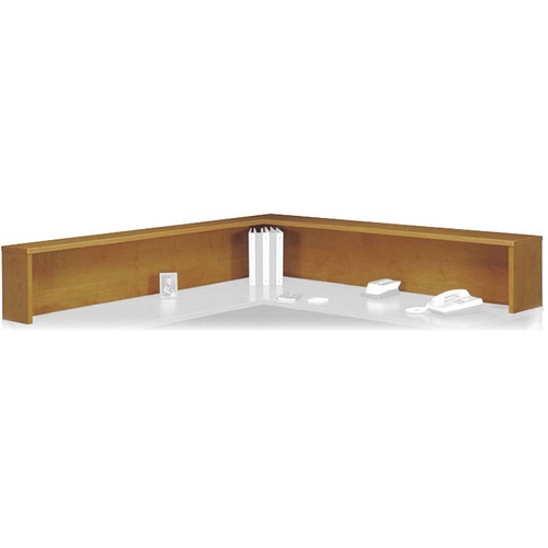 Bush Business Furniture Series C Reception L-Shelf in Natural Cherry - 76.9" x 71" x 1" x 14" - Material: Melamine, Pressboard - Finish: Natural Cherry - Scratch Resistant, Stain Resistant, Abrasion Resistant, Dent Resistant - For Office