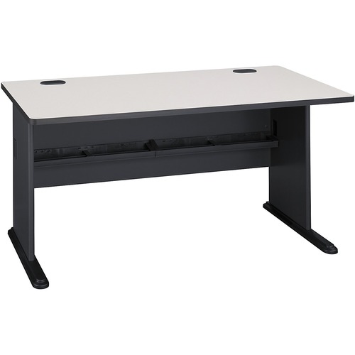 Bush Business Furniture Series A 42W Corner Hutch in White Spectrum - 29.9" Height x 59.5" Width x 26.9" Depth x 1" Thickness - Material: Melamine, Pressboard - Finish: Slate Gray, White Nebula, Thermofused Laminate (TFL) - Scratch Resistant, Stain Resist