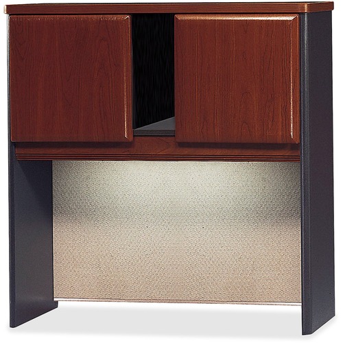 Bush Business Furniture Series A 36W Hutch - 35.6" x 13.9" x 1" x 36.5" - Material: Melamine, Polyvinyl Chloride (PVC), Pressboard, Engineered Wood - Finish: Dark Cherry, Slate, Thermofused Laminate (TFL) - Scratch Resistant, Stain Resistant, Bump Resista