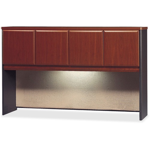 Bush Business Furniture Series A 60W Hutch - 59.6" x 13.9" x 1" x 36.5" - Material: Melamine, Polyvinyl Chloride (PVC), Pressboard, Engineered Wood - Finish: Dark Cherry, Slate, Thermofused Laminate (TFL) - Scratch Resistant, Stain Resistant, Bump Resista