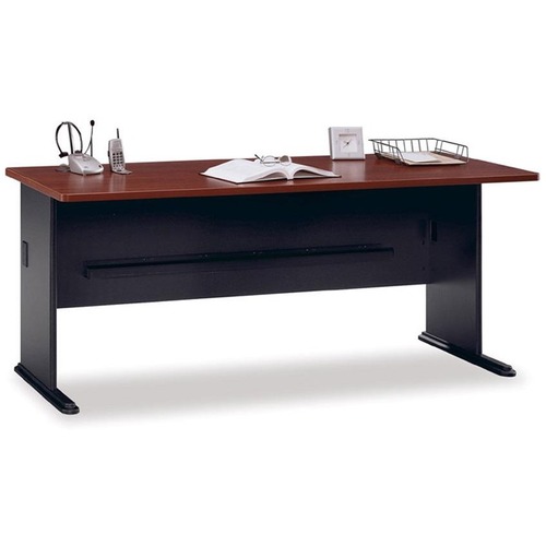 bbf Series A Advantage 72" Desk - 29.9" Height x 71.5" Width x 26.9" Depth x 1" Thickness - Material: Pressboard - Finish: Hansen Cherry, Laminate, Slate - Scratch Resistant, Stain Resistant, Grommet - For Office - 1 Each