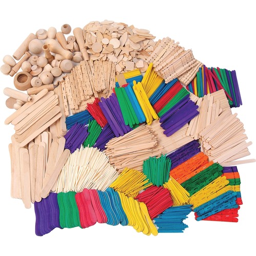 Creativity Street Wood Crafts Activities - Building Shapes - 2100 Piece(s) - Natural - Wood - 1 / Kit