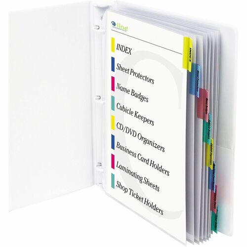 C-Line Heavyweight Poly Sheet Protectors with Index Tabs - 8-Tab Set, Assorted Color Tabs, Top Loading, 8 1/2 x 11, 8/ST, 05580
