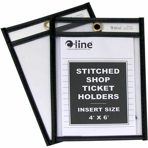 C-Line Shop Ticket Holders, Stitched - Both Sides Clear, 4 x 6, 25/BX, 46046