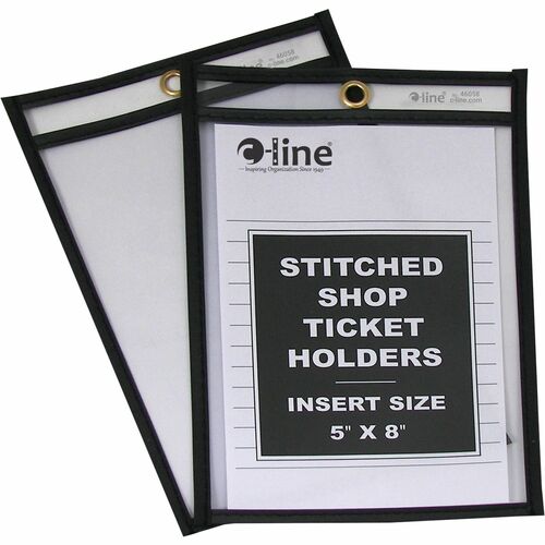C-Line Stitched Vinyl Shop Ticket Holders - Support 5" (127 mm) x 8" (203.20 mm) Media - Vinyl - 25 / Box - Black, Clear - Ticket Holders - CLI46058