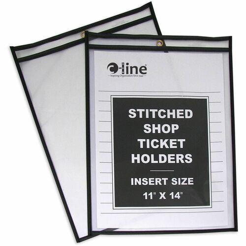 C-Line Shop Ticket Holders, Stitched - Both Sides Clear, 11 x 14, 25/BX, 46114