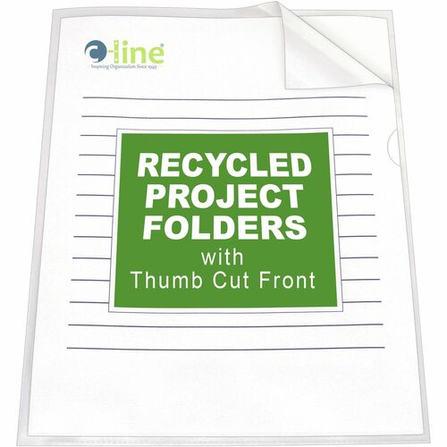 C-Line Recycled Poly Project Folders - Clear, Reduced Glare, 11 x 8-1/2, 25/BX, 62127
