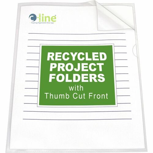 C-Line 62127 Letter Recycled Project File - 8 1/2" x 11" - Polypropylene - Clear - 70% Recycled - 25 / Box