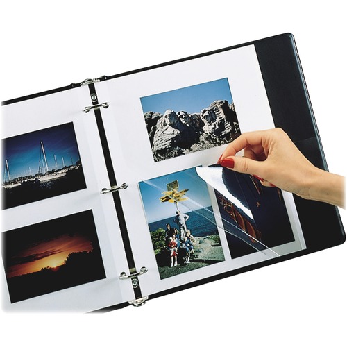 C-Line Redi-Mount Ring Binder Photo Mounting Sheets - Clear Overlay, White Page, 11 x 9, 50/BX, 85050