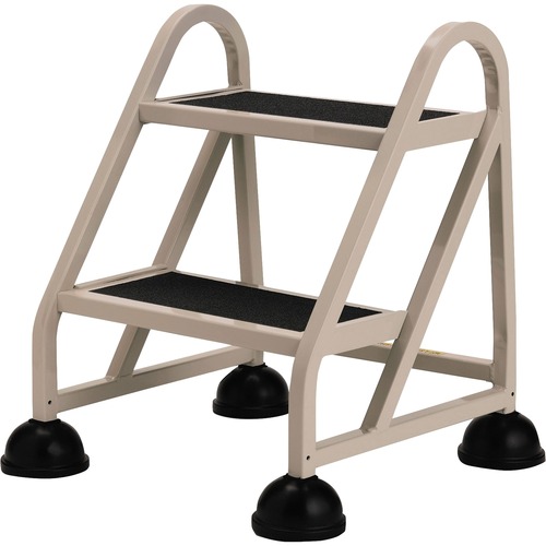 Cramer Stop-Step Nonskid Aluminum Ladder - 2 Step - 300 lb Load Capacity - 21.5" Width x 20.3" Depth x 23.3" Height - Aluminum - Beige