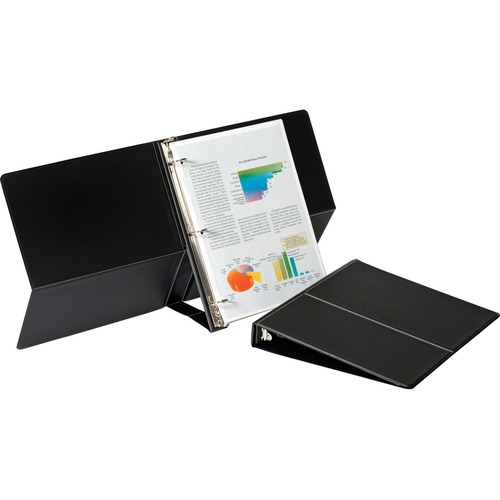 Cardinal Presentation Easel Round Ring Binders - 1" Binder Capacity - Letter - 8 1/2" x 11" Sheet Size - 225 Sheet Capacity - 3 x Round Ring Fastener(s) - Vinyl - Black - 1.02 lb - 1 Each