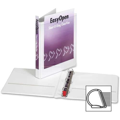 Cardinal EasyOpen ClearVue Locking Slant-D Ring Binder - 1" (25.40 mm) Binder Capacity - Letter - 8 1/2" (215.90 mm) x 11" (279.40 mm) Sheet Size - 225 Sheet Capacity - 1" (25.40 mm) Spine Width - 3 Ring(s) - Fastener(s): D-Ring - Pocket(s): 2, Inside Fro