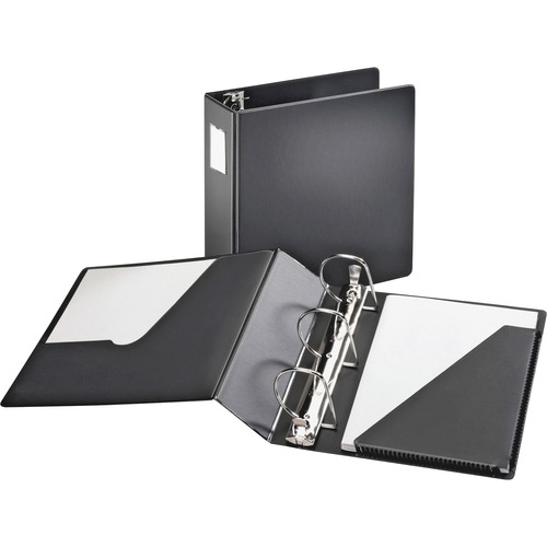 Cardinal SuperStrength Slant-D Ring Binders - 4" Binder Capacity - Letter - 8 1/2" x 11" Sheet Size - 890 Sheet Capacity - 1 1/2" Spine Width - 3 x D-Ring Fastener(s) - 2 Inside Front & Back Pocket(s) - Vinyl - Black - 1.96 lb - Recycled - Locking Mechani