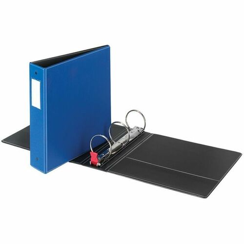 Cardinal Label Holder Round Ring Binder - 3" Binder Capacity - Letter - 8 1/2" x 11" Sheet Size - 575 Sheet Capacity - 1 1/2" Spine Width - 3 Ring(s) - Fastener(s): Round Ring - Pocket(s): 2, Inside Front & Back - Vinyl - Medium Blue - 1.60 lb - Recycled 