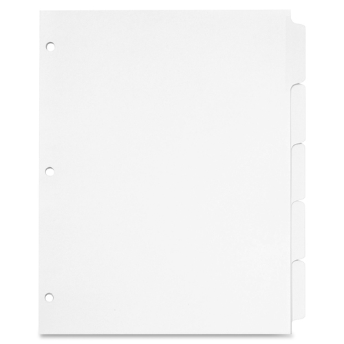 Cardinal Write 'N Erase Mylar Tab Dividers - 5 x Divider(s) - Write-on Tab(s) - 5 Tab(s)/Set - 9" Divider Width x 11" Divider Length - Letter - 8.50" Width x 11" Length - White Divider - White Mylar Tab(s) - Reinforced Tab, Reinforced Hole, Erasable - 5 /