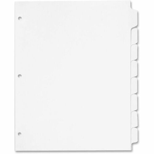 Cardinal Write 'N Erase Mylar Tab Dividers - 8 x Divider(s) - Write-on Tab(s) - 8 Tab(s)/Set - 9" Divider Width x 11" Divider Length - Letter - 8.50" Width x 11" Length - White Divider - White Mylar Tab(s) - Reinforced Tab, Reinforced Hole, Erasable - 8 /