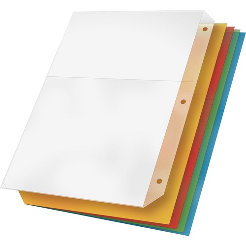 Cardinal Ring Binder Poly Pockets - 11.3" Height x 0.4" Width x 9.8" Length - 40 x Sheet Capacity - For Letter 8 1/2" x 11" Sheet - Ring Binder - Assorted - Polypropylene - 5 / Pack