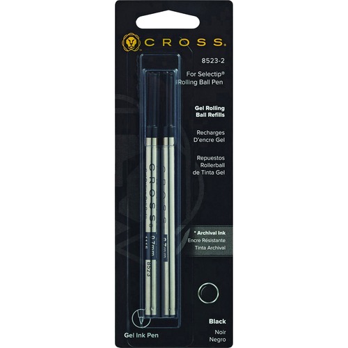 Cross Selectip Gel Rolling Ball Refills - Medium Point - Black Ink - 2 / Pack - Pen Refills - CRO85232