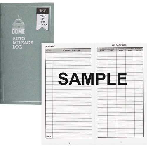 Dome Auto Mileage Log - 32 Sheet(s) - 3.25" x 6.25" Sheet Size - Gray - White Sheet(s) - Gray Print Color - Recycled - 1 Each